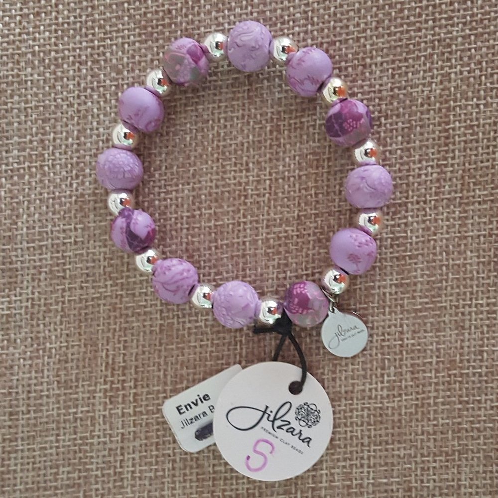 Handmade Polymer Clay Bead Stretch Bracelet - Picture 2 of 11